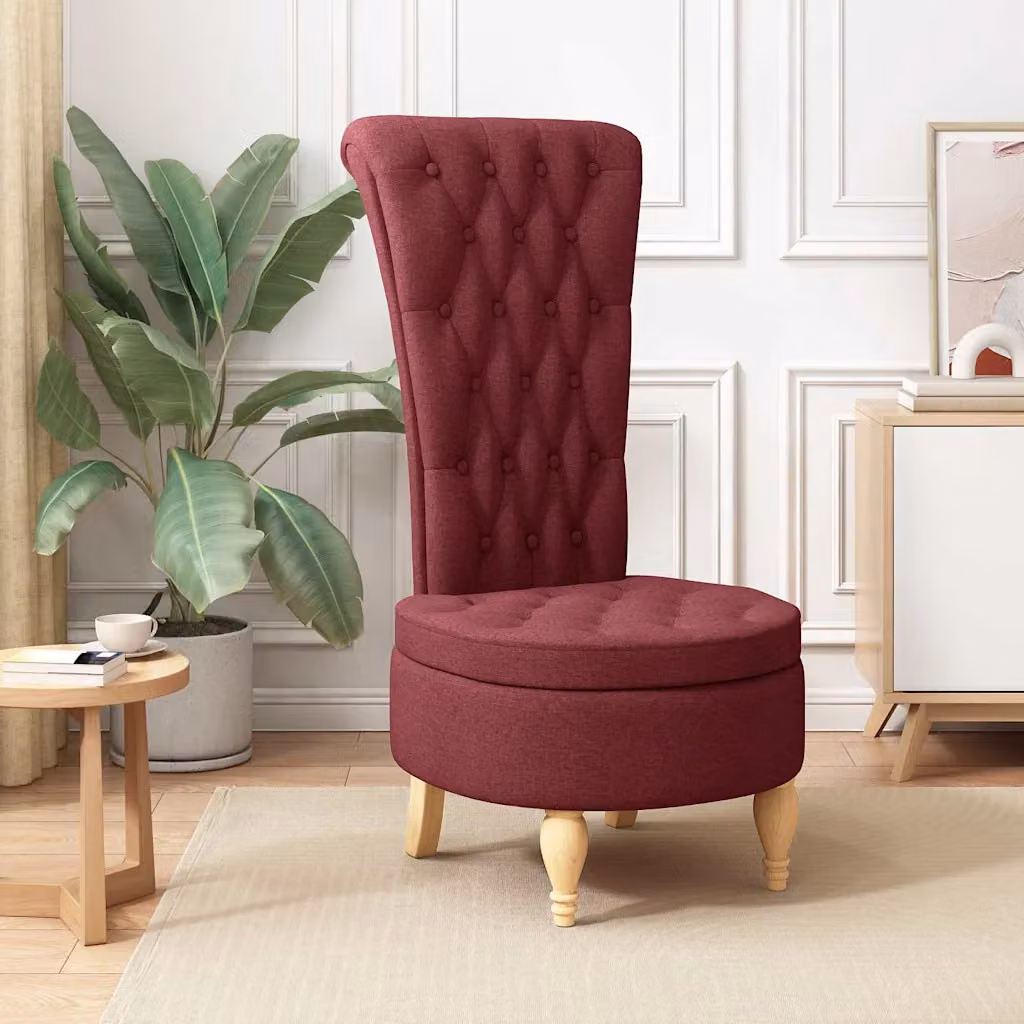 Poltrona Slipper vidaXL in tessuto rosso con struttura in legno e braccioli L/P/H: 56,5 x 70 x 110 cm