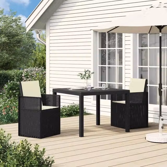 Set da Pranzo per Giardino 3 pz Antracite e Crema PP 3430039