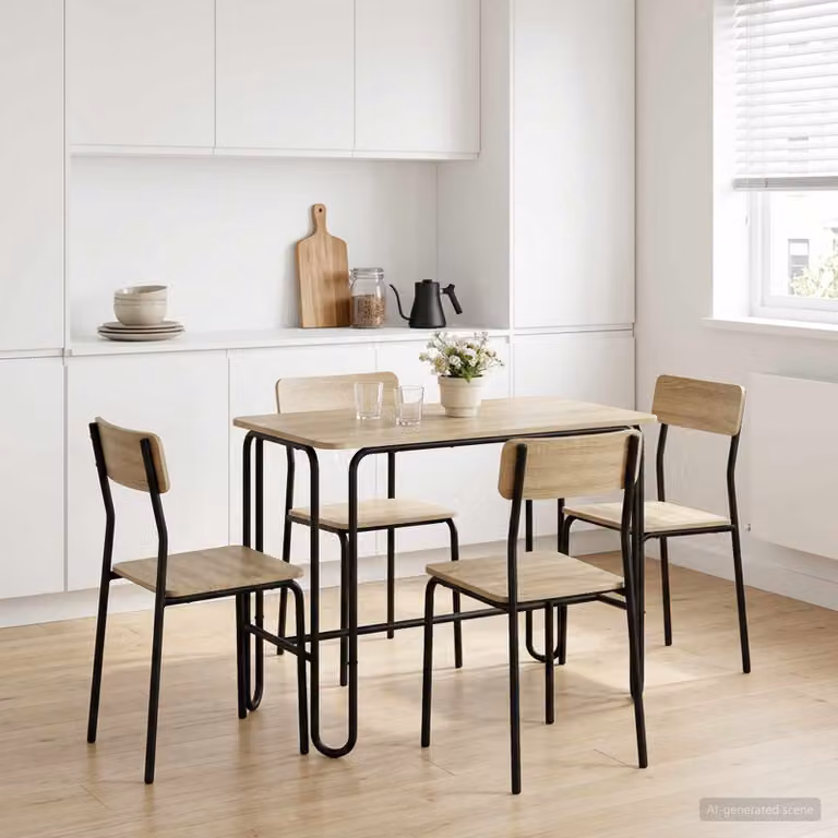 vidaXL Tavolo da pranzo moderno rettangolare in legno ingegnerizzato e metallo, marrone, L 100 x P 50 x H 75 cm