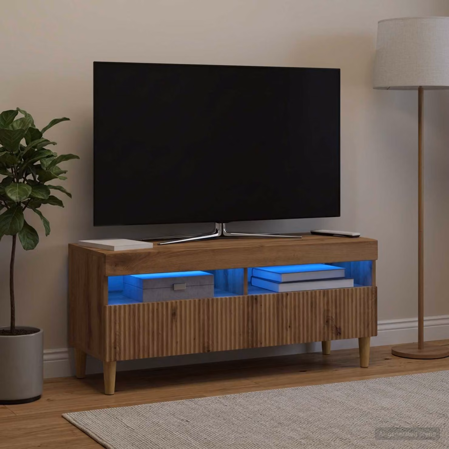 Mobile TV LED vidaXL ARNHEM in Rovere Artigianale Marrone L: 100 cm, P: 35 cm, H: 43 cm