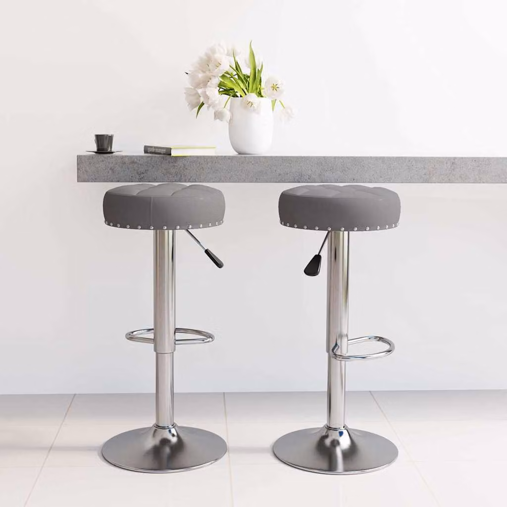 Set di 2 sgabelli da bar vidaXL in tessuto grigio scuro con seduta girevole a 360 gradi