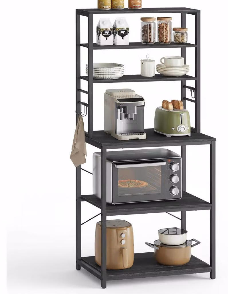 InAndOutdoorMatch - Scaffale da cucina - Adatto per microonde - Con 6 ganci