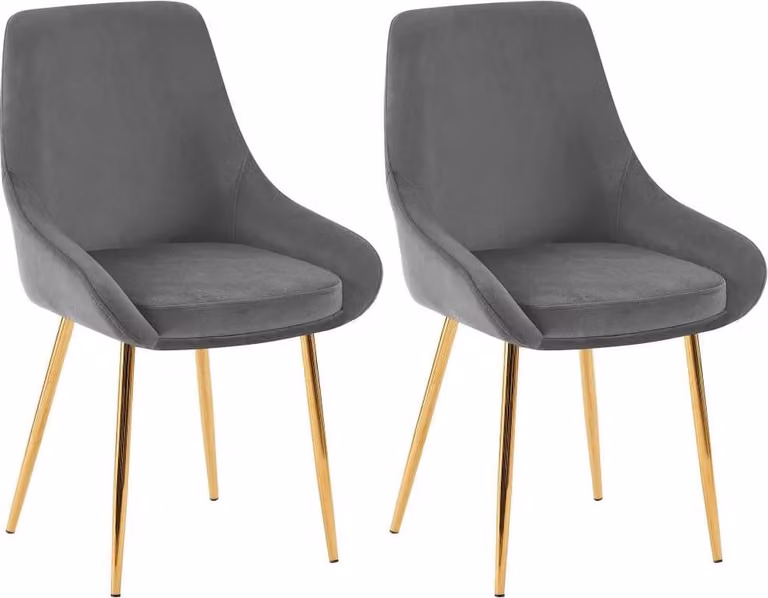 Set di 2 sedie da pranzo - sedie in velluto - struttura color oro - lussuose e confortevoli