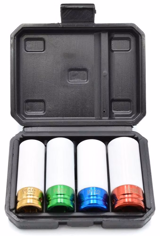 Set 4 bussole 1/2'', con rivestimento protettivo per cerchi in lega da 17 mm - 19 mm - 21 mm