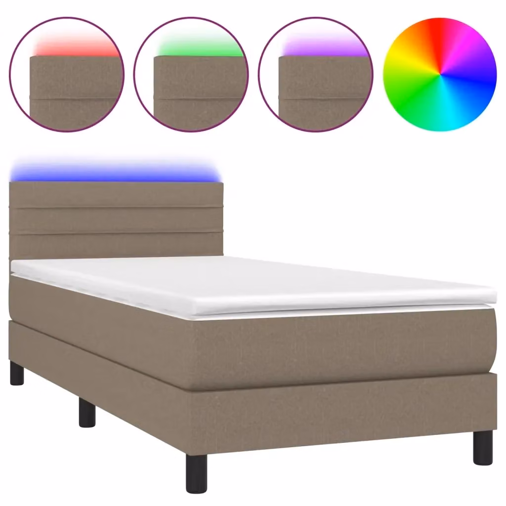 Letto Ibrido con Materasso e Illuminazione LED vidaXL in Tessuto Beige e Bianco L/P/H: 100 x 200 x 203 cm – 2