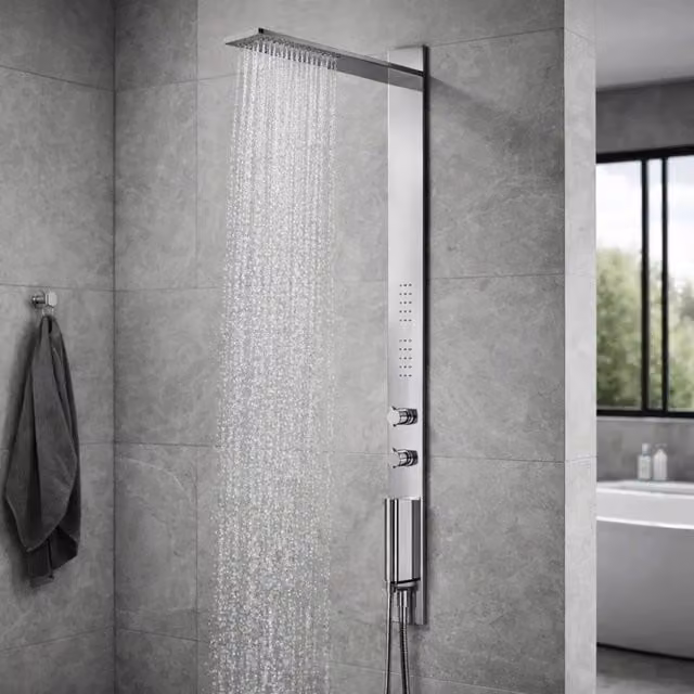 Colonna doccia 011 ad incasso acciaio inox lucida 3 funzioni 2 bocchette idro lombari p50xl12xh140