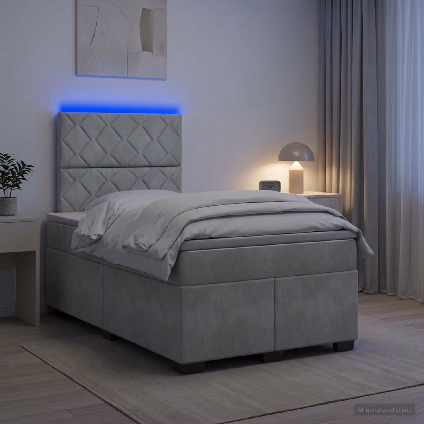 vidaXL Letto box spring moderno in tessuto grigio con materasso a molle insacchettate L: 120 cm, P: 200 cm