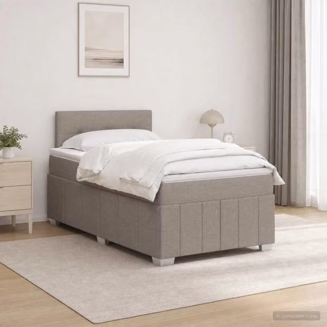 Letto box spring con materasso vidaXL in tessuto beige L/P: 120 x 200 cm