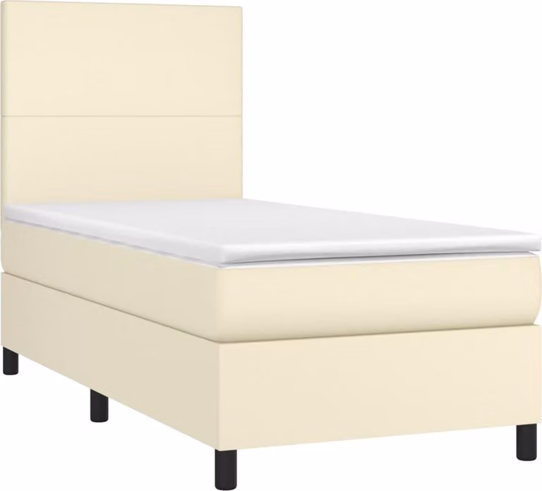 vidaXL Letto a molle con materasso crema 90x200 cm in Pelle finta