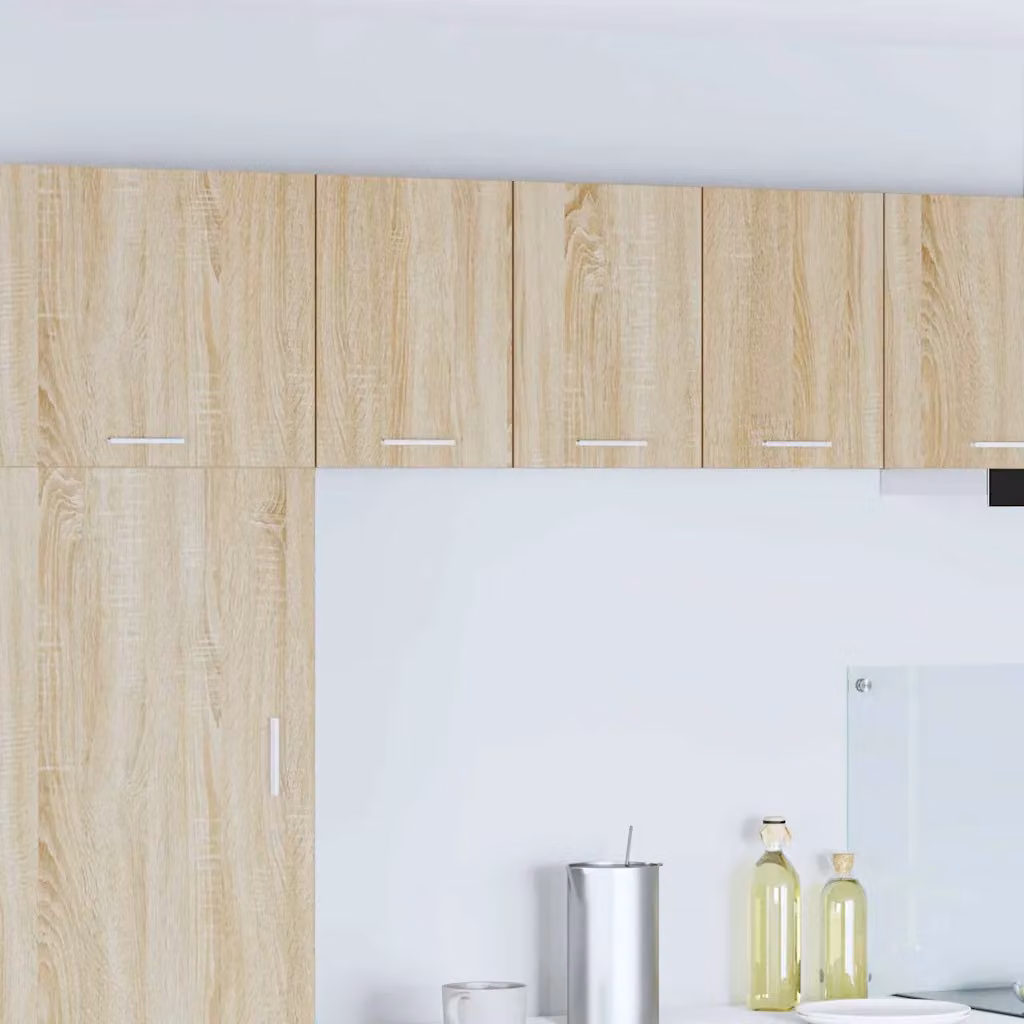 Set di 2 pensili da cucina moderni vidaXL in MDF color quercia e bianco