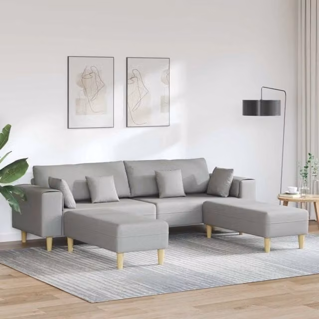 Divano 3 pz Grigio Nuvola Tessuto 3335170