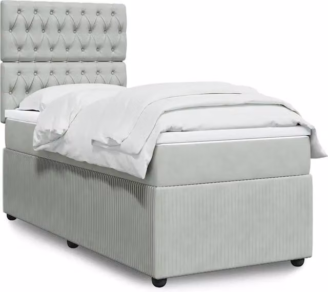 Giroletto a Molle con Materasso Grigio Chiaro 90x200 cm Velluto 3292244