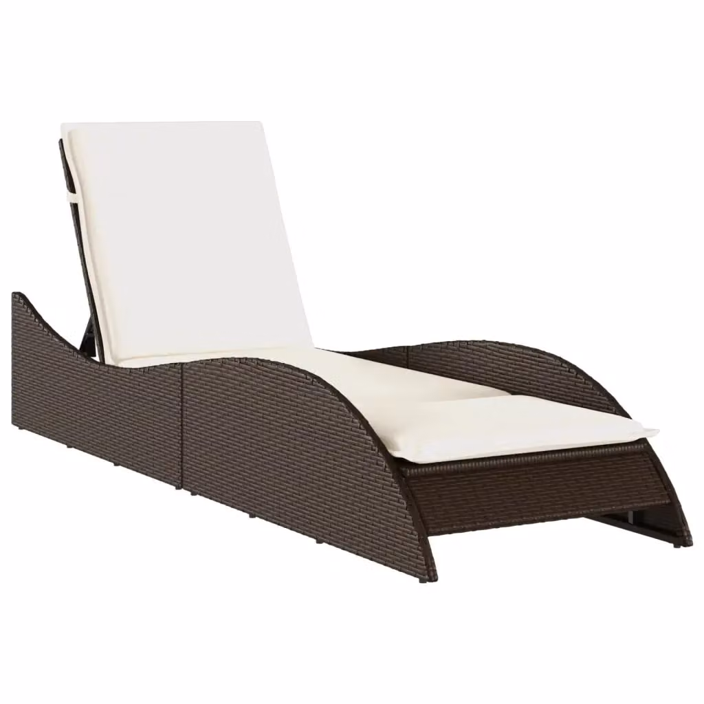 Lettino prendisole vidaXL in polyrattan marrone con cuscino impermeabile e poggiatesta regolabile L/P/H: 205 x 60 x 73 cm – 2