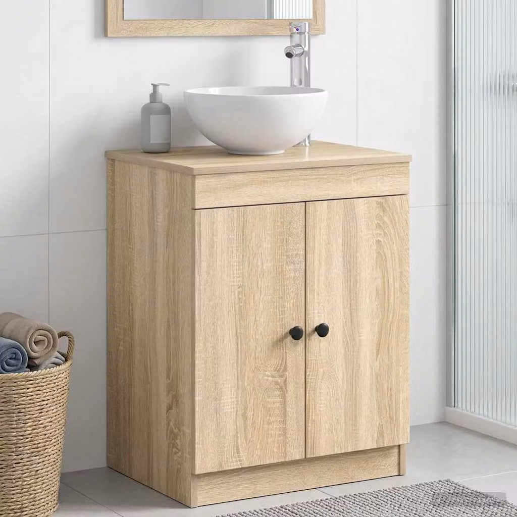 Mobile da bagno vidaXL in Rovere Sonoma con ante a battente e ripiani interni, L: 54 cm, P: 41 cm, H: 70 cm