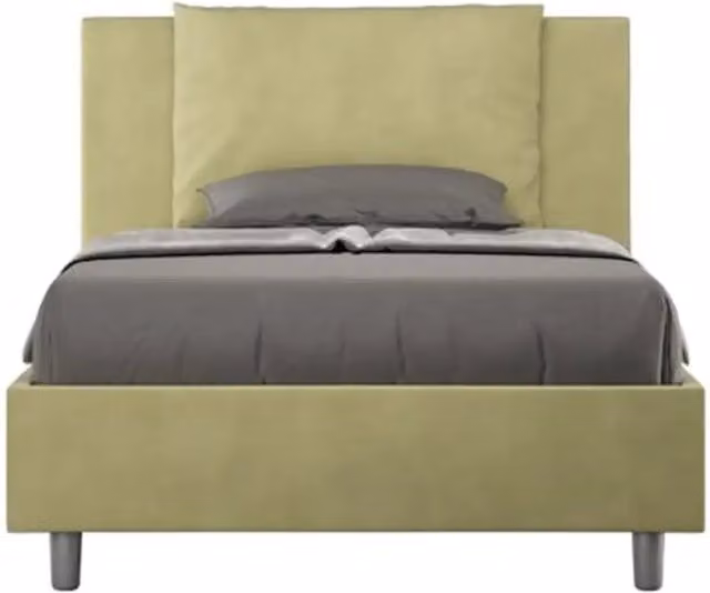 Letto singolo contenitore imbottito Antea Ityhome in microfibra colore verde L: 100 cm x P: 200 cm