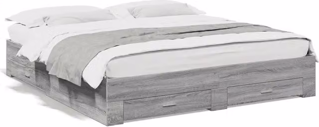 Letto matrimoniale | Letto per adulti | Giroletto Cassetti Grigio Sonoma 180x200 cm Legno Multistrato