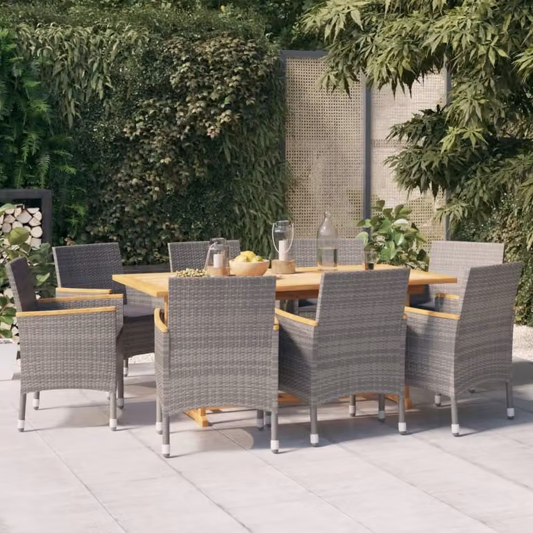 Maison Exclusive - Set da pranzo da giardino 9 pezzi con cuscini grigio