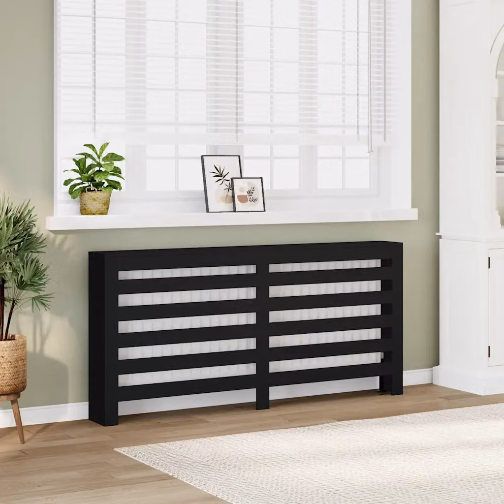 Copertura Termosifone vidaXL in Legno Multistrato Nera L: 175 cm, P: 20 cm, H: 82 cm