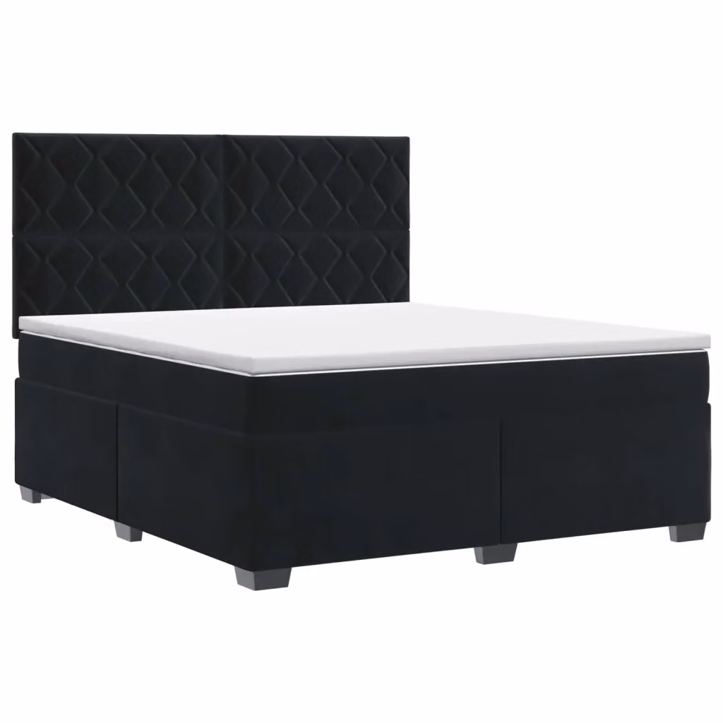 Letto box spring con materasso vidaXL in velluto nero L/P: 180 x 200 cm – 2