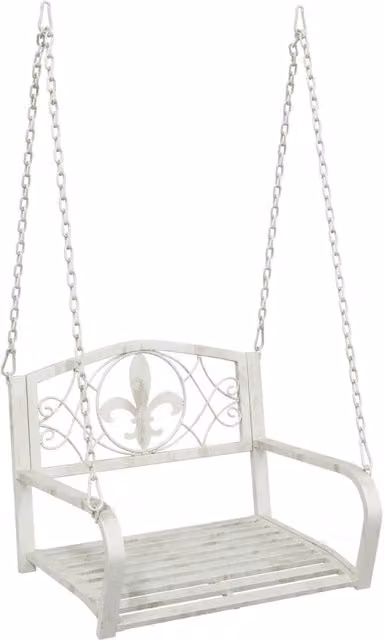 Panchina a dondolo in acciaio verniciato bianco per giardino e terrazzo L: 71,5 cm, P: 59 cm, H: 55 cm