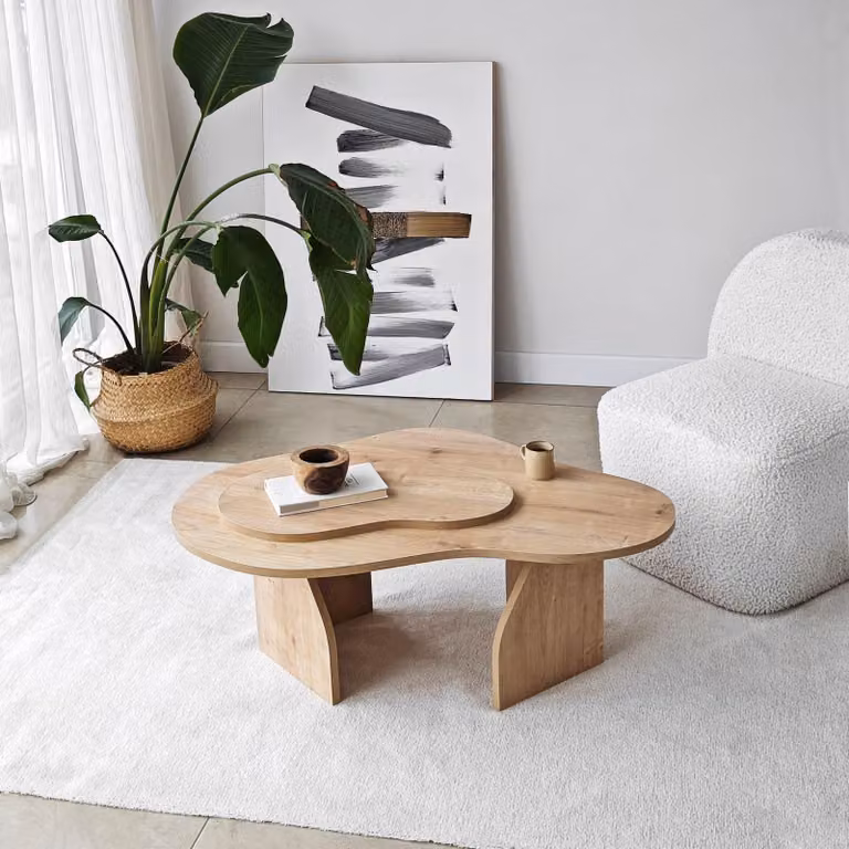 Skye Decor, Melted - Sapphire Oak, tavolino, pannelli truciolari rivestiti al 100% in melamina, rovere zaffiro, 105 x 65 x 35 cm