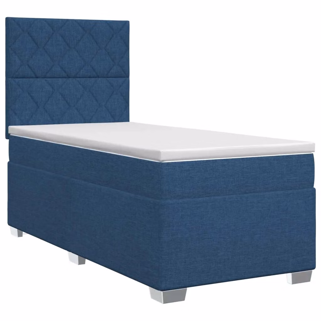 Letto box spring con materasso ibrido vidaXL in tessuto blu e bianco L/P/H: 190 x 90 x 46 cm – 2