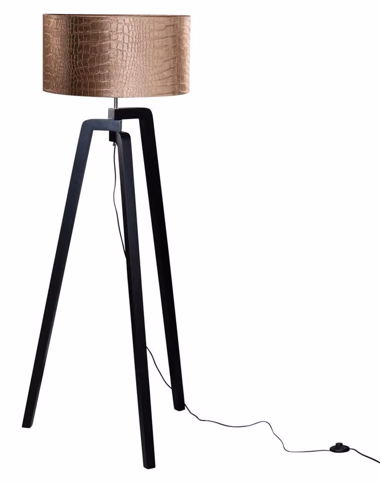 Lampada da terra nera con paralume in velluto Coccodrillo 50 cm Puros