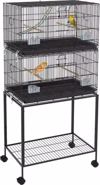 Gabbia per uccelli impilabile Minimal in acciaio e PP, Nero, H 164 x L 77 x P 46 cm – 1