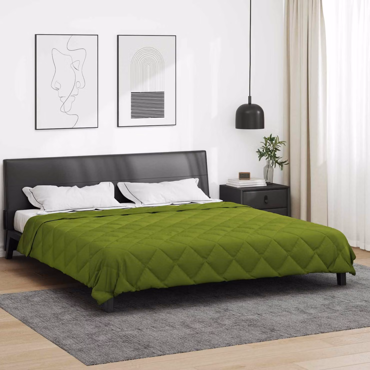 Piumone Completo Annuale vidaXL in Microfibra Verde 200 x 200 cm