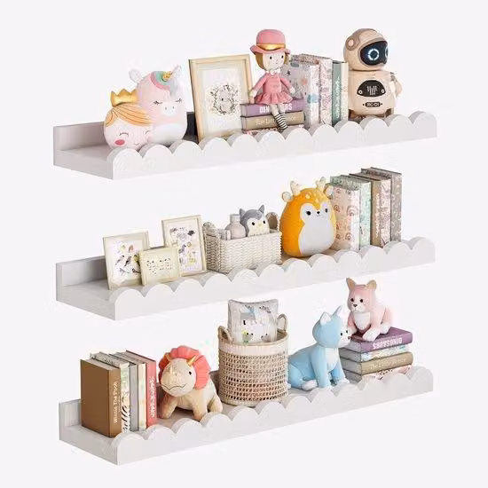 Set Azomor composto da 3 mensole decorative in legno da parete, adatte a qualsiasi ambiente della casa
