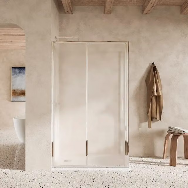 Box doccia slim 70x160cm con porta scorrevole e parete fissa profili cromati e vetro 6mm opaco h190| Portofino