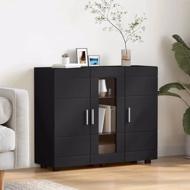 Credenza Buffet Moderna vidaXL in Legno Nero Opaco per Cucina e Soggiorno L: 55,5 cm, P: 29 cm, H: 100 cm