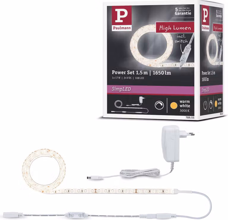 Paulmann SimpLED Power LED Strip bianco caldo set completo