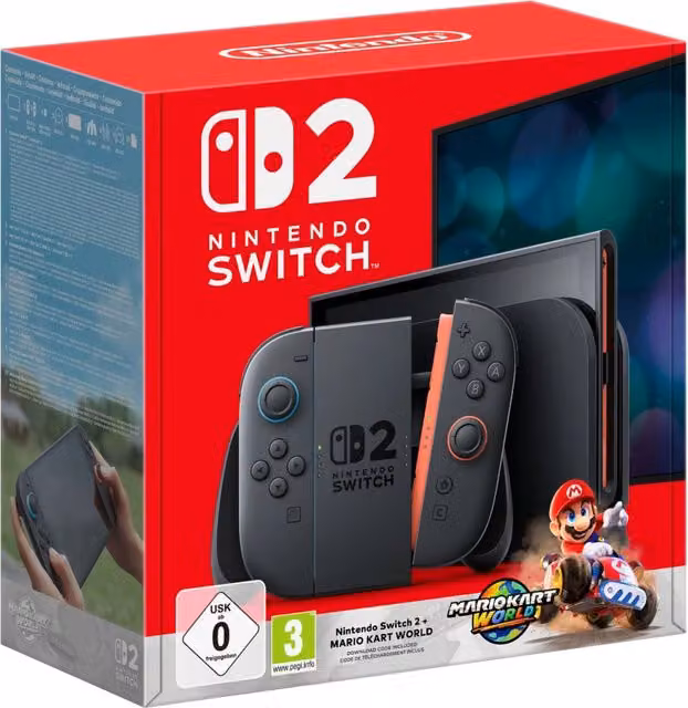 Console da gioco portatile Nintendo Switch 2 con Mario Kart World, schermo touch da 20,1 cm, 256 GB, colore nero