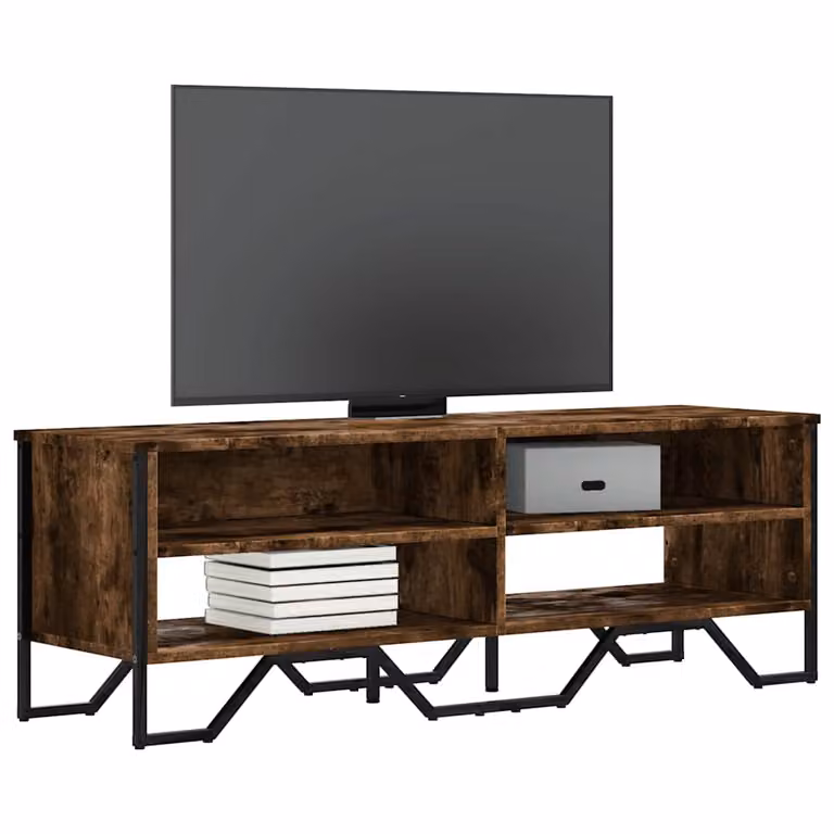 vidaXL Mobile Porta TV Moderno in Legno e Metallo, Colore Rovere Fumo, L 122 cm x P 34 cm x H 41 cm