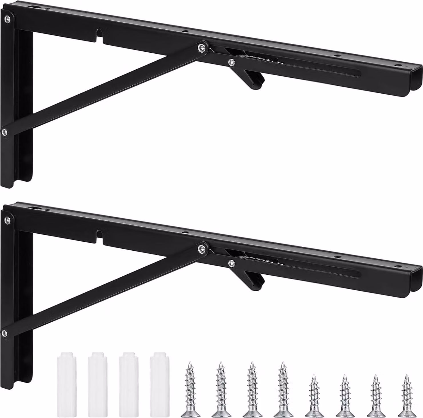 Console pieghevole - supporto stabile per ripiano angolare - nero - 40 cm