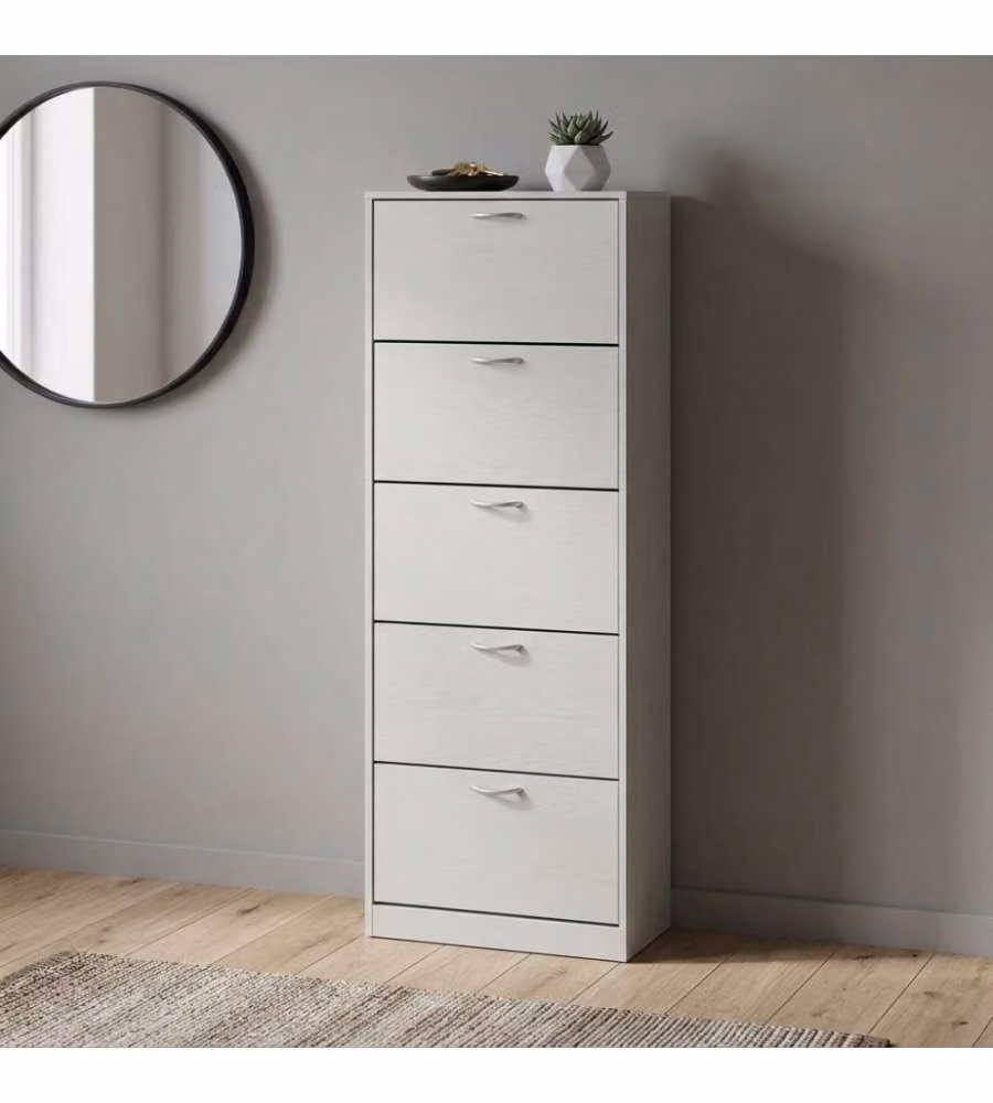 Cosma Scarpiera Bianca 5 Ante in Legno 60x24x180 cm Moderna
