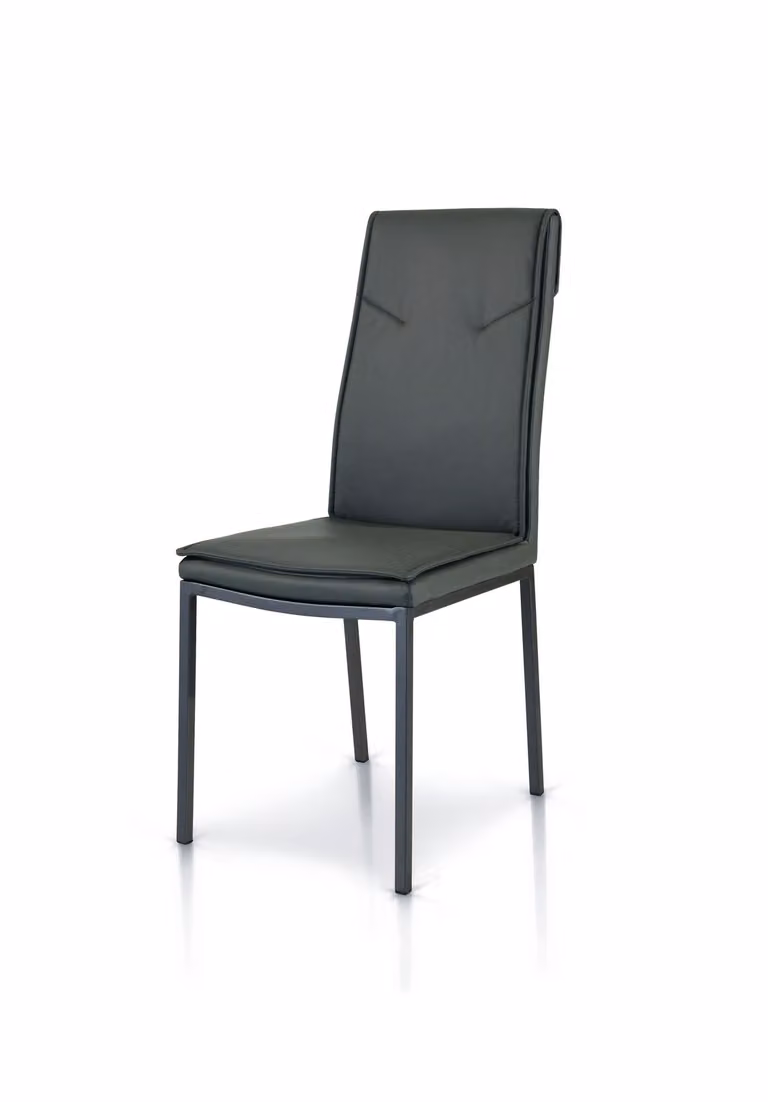 Set di sedie PRATI grigie in ecopelle con struttura in metallo verniciato di colore grigio