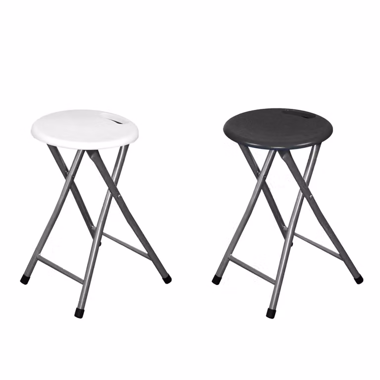Sgabello pieghevole VESTIAMO CASA bianco, H 45 cm x Diametro 30 cm