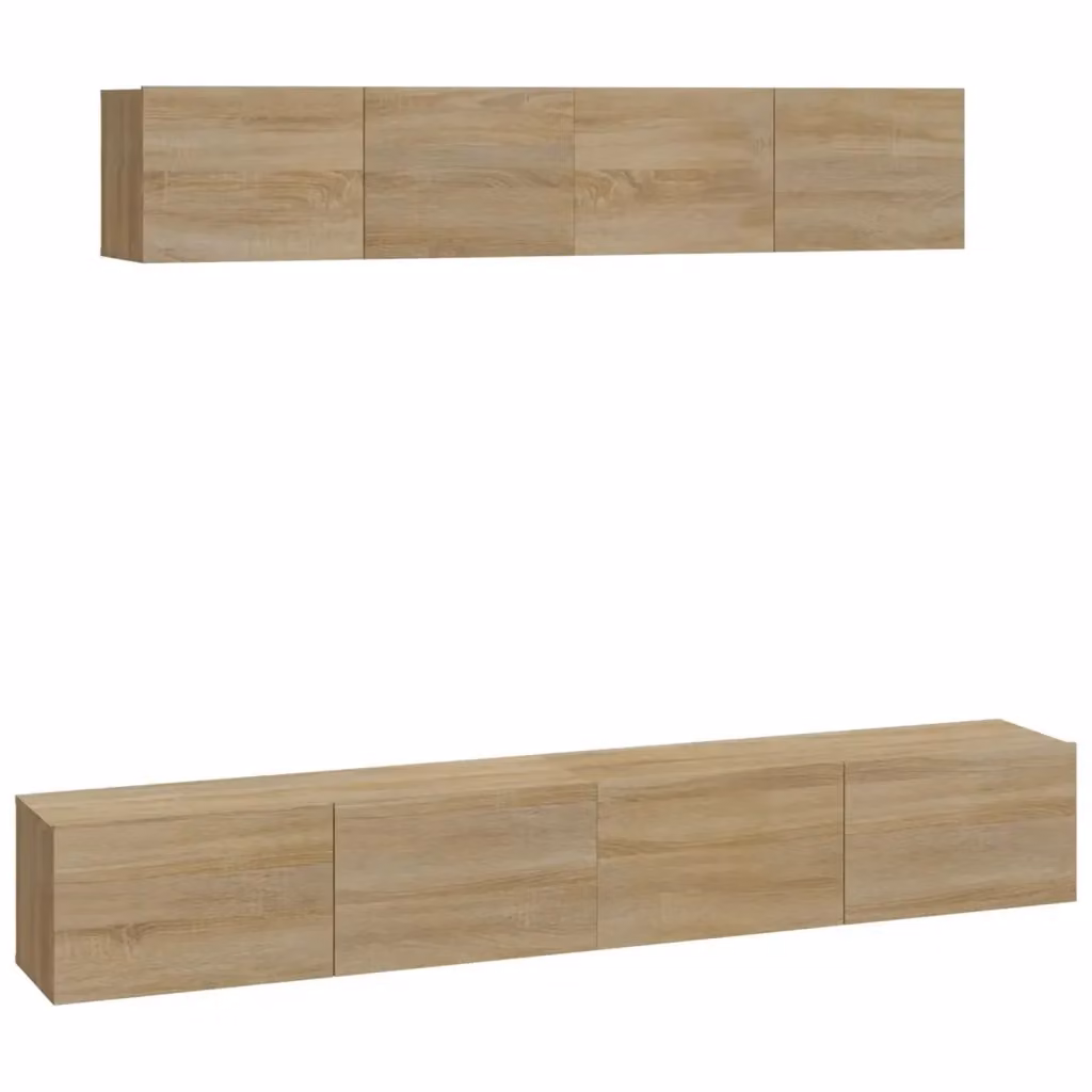 Set di mobili porta TV vidaXL in legno multistrato e MDF, 4 pezzi, colore rovere marrone opaco – 2