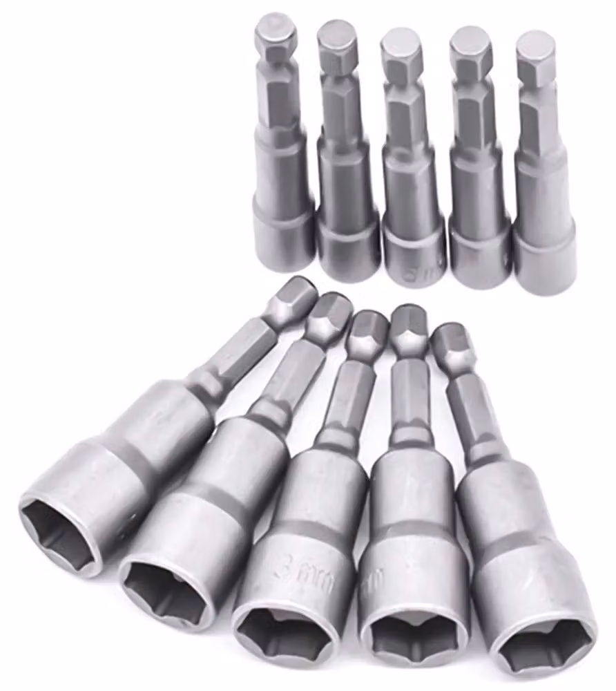 Set di 10 chiavi a bussola esagonali magnetiche per avvitatura, da 6 a 19 mm
