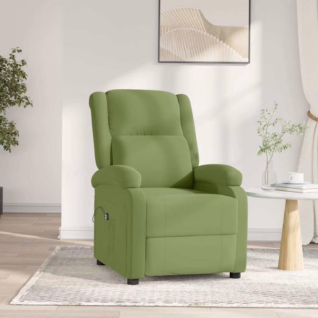 Poltrona Reclinabile Elettrica vidaXL in Velluto Verde con Braccioli e Struttura Moderna