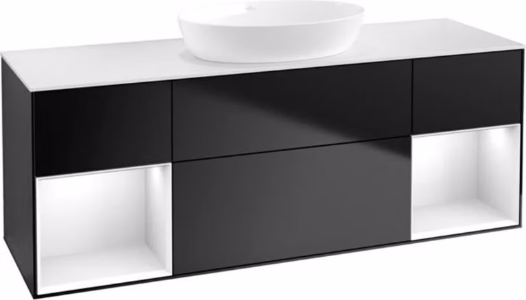 V&B illuminazione a parete del mobile Finion 160cm, Pl w m, Rg glo wh. Lac, bla m Lac