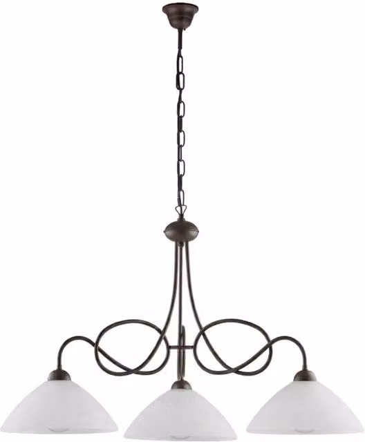 Lampadario Sospeso Rustico Bistrot Classic LuceArt con 3 Luci in Metallo e Vetro, Colore Bianco e Marrone, Altezza Regolabile