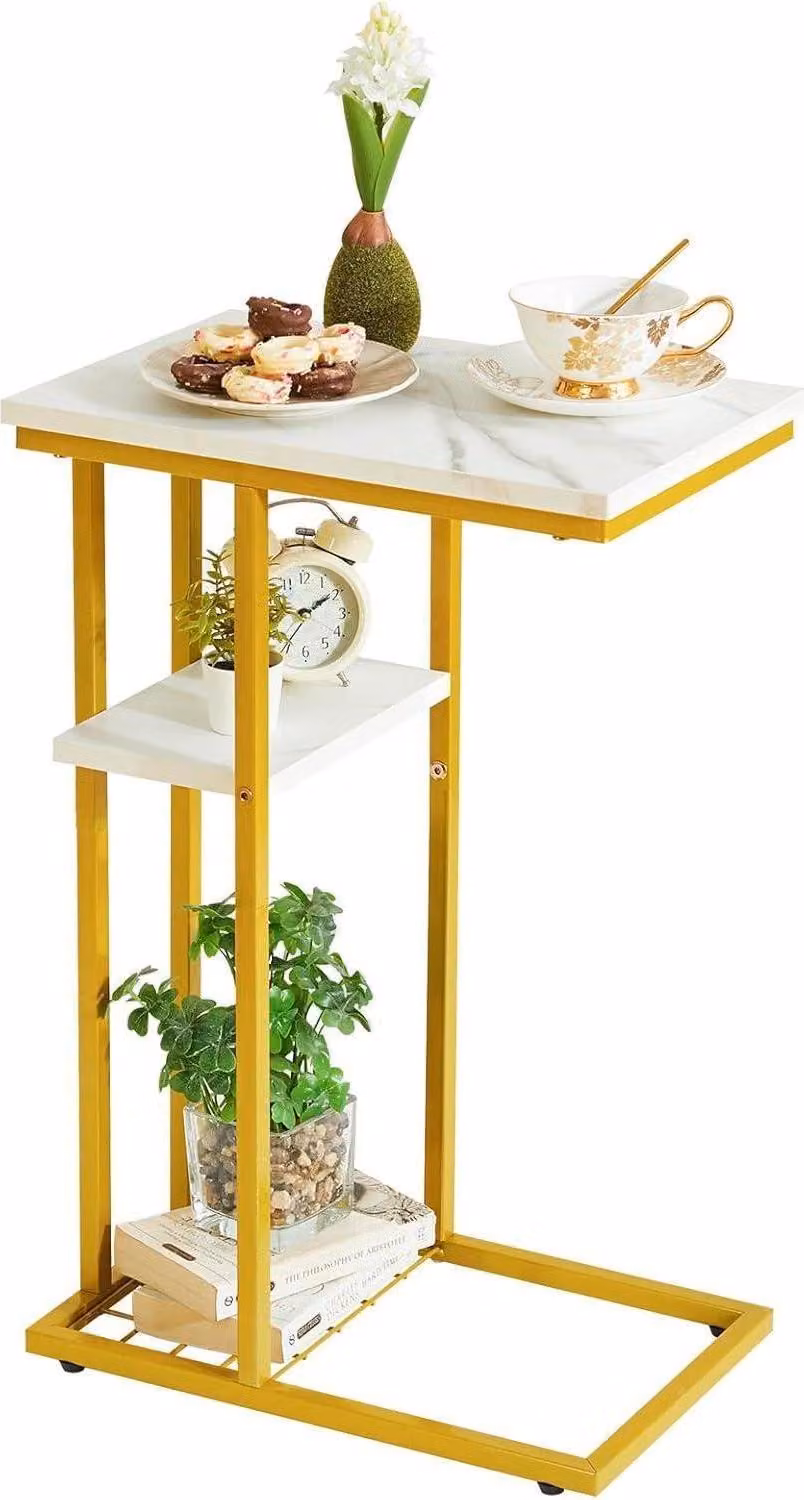 Tavolino in marmo 40x26x61,5 cm oro bianco
