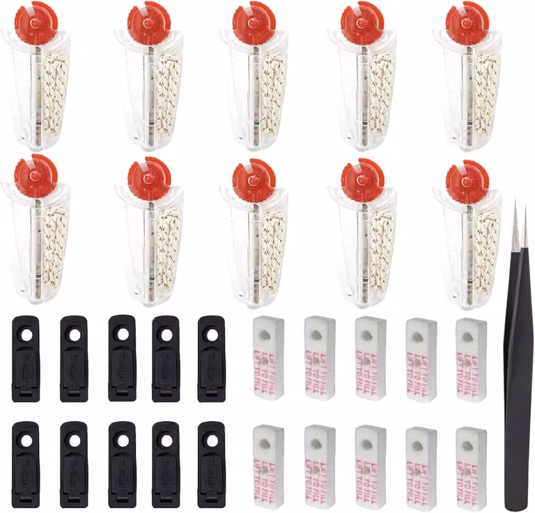 10 acciarini e 10 stoppini per accendini Zippo e Clipper, set da 31 pezzi per accendini a benzina, accessori con tamponi, feltro e pinzette