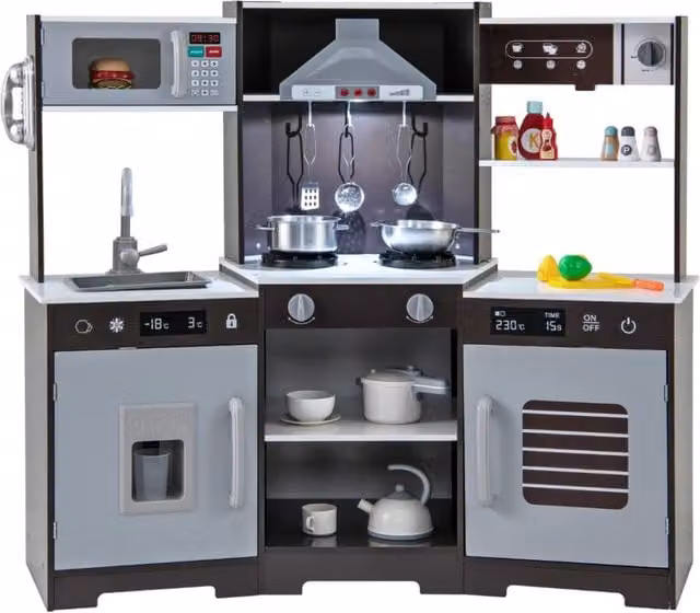 Cucina giocattolo per bambini in legno marrone con effetti sonori e luminosi L/P/H: 110 x 43 x 92 cm