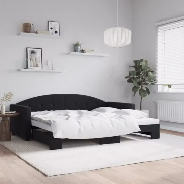 Divano Letto Moderno vidaXL in Velluto Nero per Soggiorno e Camera da Letto – 1