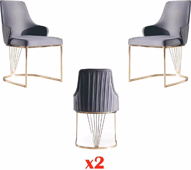 Stuhl 2x Ess Zimmer Stühle Polsterstuhl Sessel Metall Lounge Design Möbel