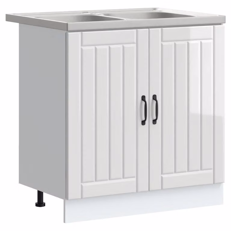 Mobiletto per lavabo moderno vidaXL in MDF bianco lucido